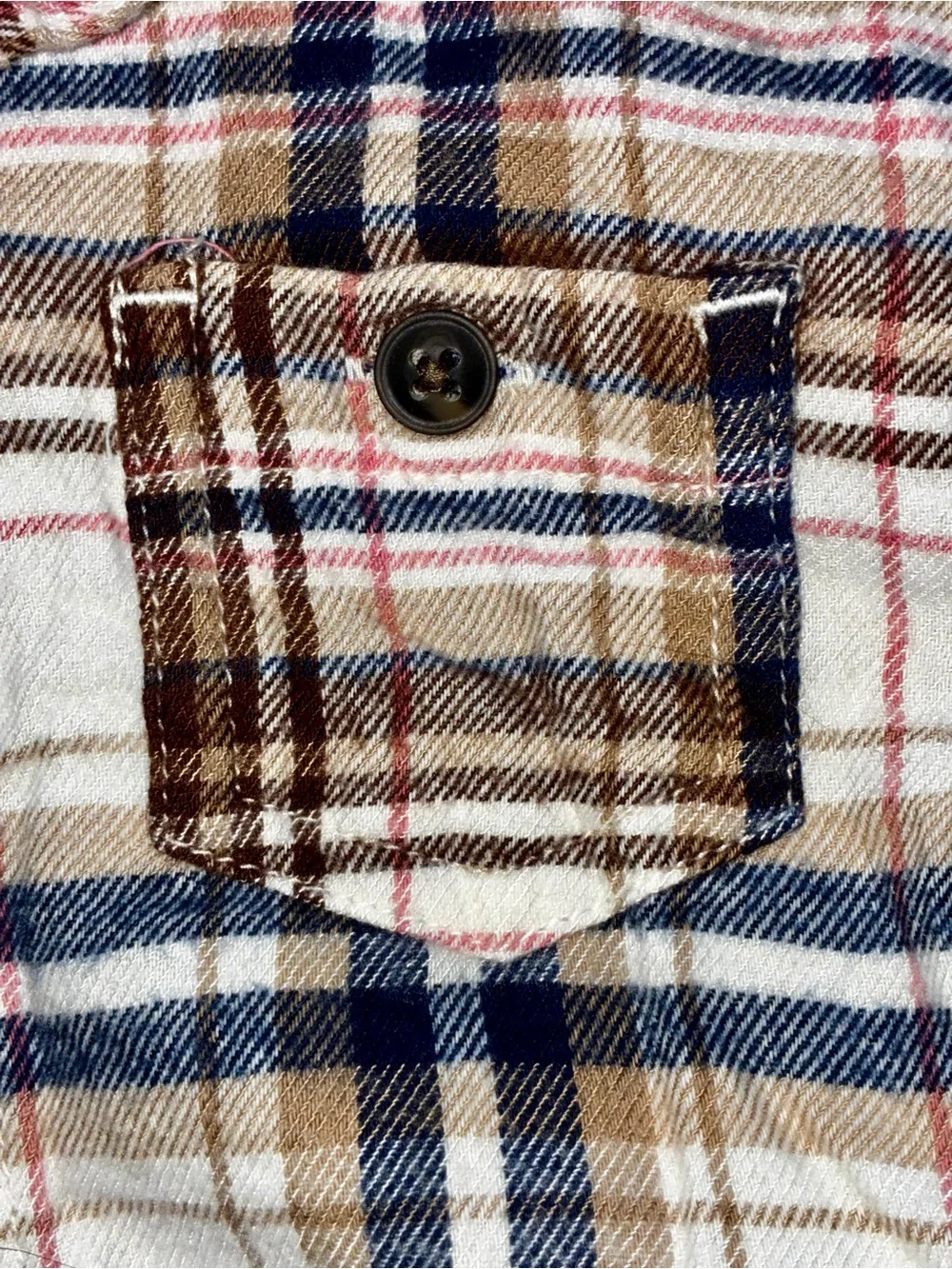 wonder nation Plaid Button-Down Shirt in Brown, Blue & Cream